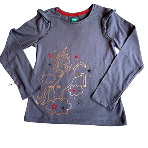 365Kids Girls Unicorn Long Sleeve Grey T-Shirt Size 10